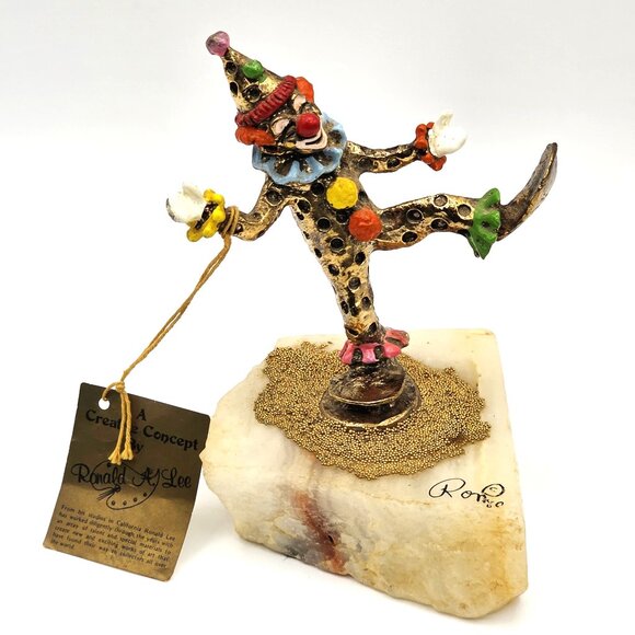 Vintage 1980 Ronald Lee 24Kt Gold Plated Happy Clown Collectible Original Tag - Picture 1 of 12
